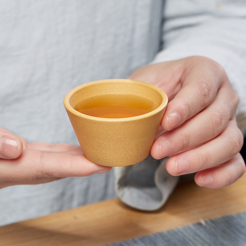 紫砂主人杯黄金段泥茶盏单只品茗杯茶碗茶盅斗笠小茶杯子功夫茶具