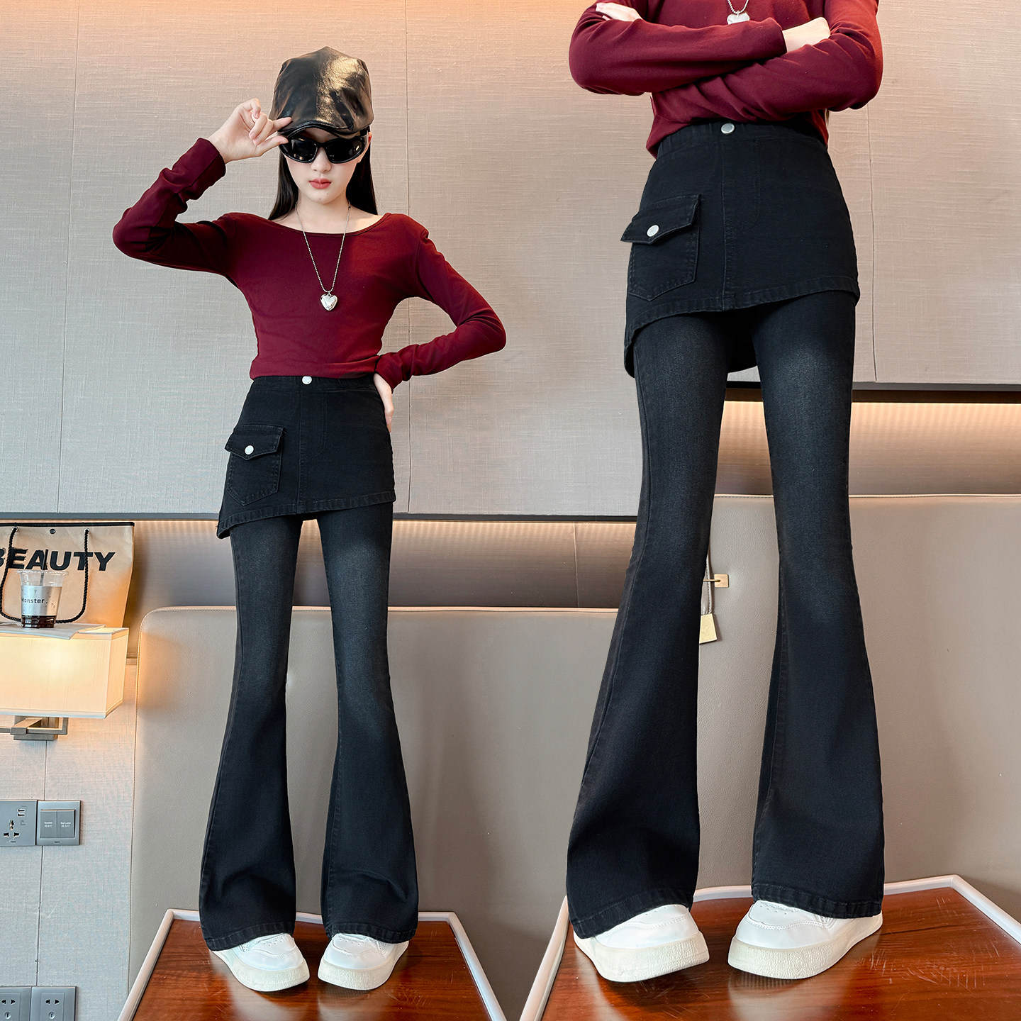 女童牛仔裤春秋款7岁女孩6时髦洋气9喇叭裤秋季裙裤大童儿童裤子8,童装/婴儿装/亲子装,儿童牛仔裤,淘宝优惠券,粉丝福利购,淘宝优惠卷