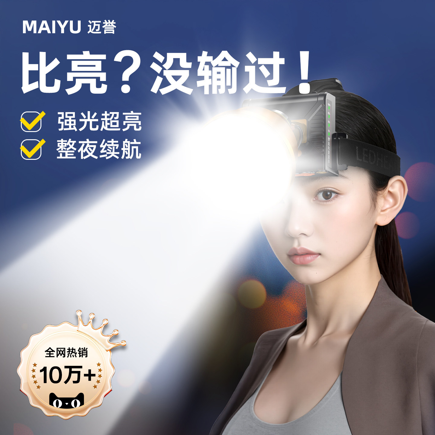 头戴式强光头灯强光新款超亮超长续航钓鱼专用灯赶海充电户外矿灯