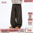 长裤 BJHG不计后果直筒哈苏线裤 潮牌休闲通勤棕色西装 冬季 女 子男款