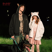BJHG不计后果杜宾犬卫衣男款冬季新款潮牌美式重磅情侣加绒外套女