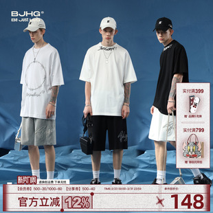 休闲五分裤 BJHG不计后果美式 宽松潮牌薄款 男夏季 男生 重磅运动短裤