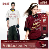 男款 夏季 潮新款 BJHG不计后果短袖 美式 宽松重磅白色情侣印花T恤女