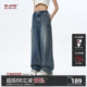 潮牌复古宽松休闲阔腿裤 女冬季 直筒牛仔裤 BJHG不计后果四芒星美式