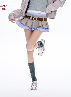 FTT Flythetruth双层半身裙女款夏款新款休闲Miu风辣妹百褶裙短裙
