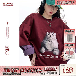 BJHG不计后果小猫T恤短袖 宽松速干半袖 男夏季 美式 女 新款 陈赫同款