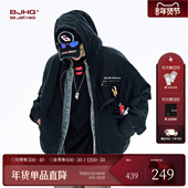 潮复古连帽美式 BJHG不计后果座山雕棉服男款 冬季 棉袄外套防寒服女