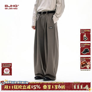 不上班系列BJHG不计后果裤子男款秋季新款潮宽松直筒休闲裤西裤女