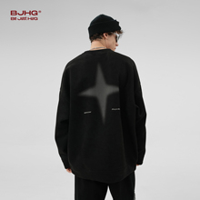 BJHG不计后果美式麂皮绒加绒卫衣男款冬季潮牌加厚重磅圆领外套女