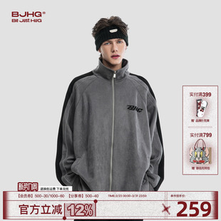 潮牌情侣休闲运动夹克棒球服 麂皮绒美式 BJHG不计后果外套男款 冬季