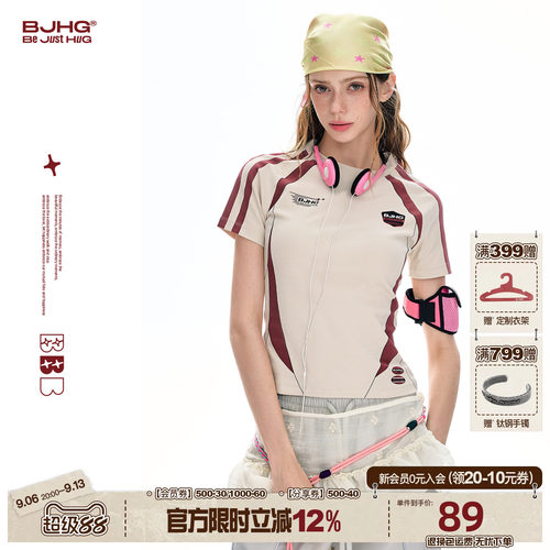 BJHG赛车风短袖T恤女款美式运动