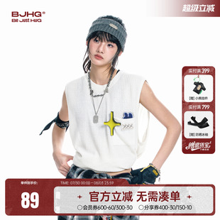 夏季 BJHG不计后果 2025新款 透气无袖 T恤潮牌华夫格坎肩女 背心男款