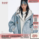 贴贴假两件皮衣女 夹克外套男秋冬新款 田嘉瑞同款 BJHG不计后果美式