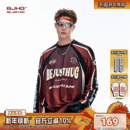 2025新款 男t恤冬季 潮圆领宽松休闲上衣女 赛车风长袖 BJHG不计后果