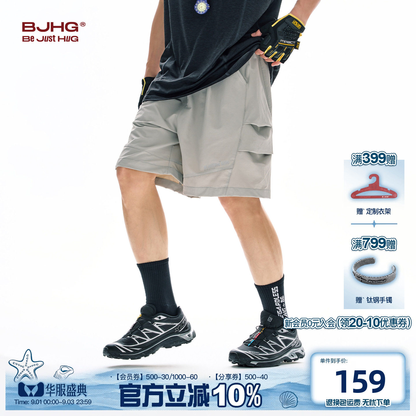 BJHG黑鲨速干工装短裤图片