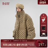 BJHG不计后果复古老钱风棉服外套男冬季 潮牌美式 面包服休闲棉衣女