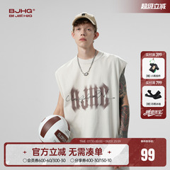 BJHG不计后果美式纯棉无袖背心男生夏季街头潮牌健身跨栏运动坎肩