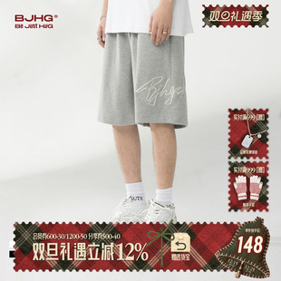 宽松潮牌纯棉白色沙滩裤 五分裤 女夏美式 BJHG不计后果休闲运动短裤