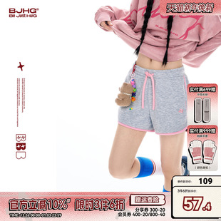 休闲刺绣撞色运动裤 BJHG不计后果防走光短裤 潮牌美式 夏季 子 女新款