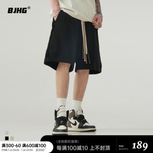 BJHG不计后果夏季380G重磅脏辫抽绳短裤男生潮美式纯棉运动五分裤