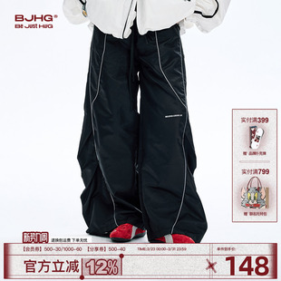 新款 春季 宽松休闲工装 BJHG不计后果美式 运动长裤 子男款 裤 女 弯刀裤