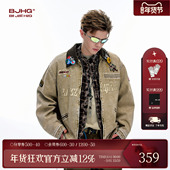 BJHG不计后果美式 棒球服上衣女 巴恩风工装 底特律夹克外套男款 春季