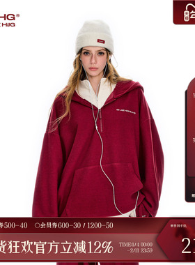 BJHG不计后果美式连帽卫衣男款春季新款潮拉链polo领灯芯绒帽衫女