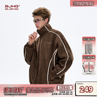 潮慵懒廓形撞色拼接上衣女 冬季 BJHG不计后果美式 复古夹克外套男款