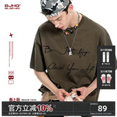 潮牌重磅美式 BJHG不计后果短袖 2025新款 夏季 情侣纯棉上衣女 T恤男
