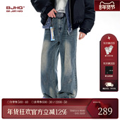 直筒水洗休闲裤 BJHG不计后果复古牛仔裤 女 新款 宽松美式 子男款 冬季
