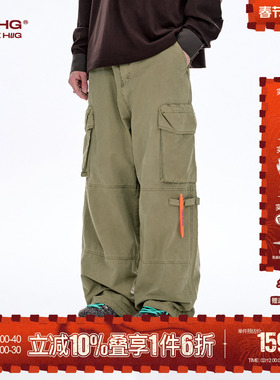 BJHG不计后果工装裤子男款冬季直筒宽松美式2025新款运动休闲裤女