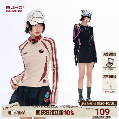 BJHG赛车风长袖T恤短袖女款运动