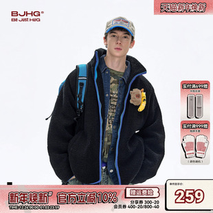 BJHG不计后果羊羔绒棉服外套男款 冬潮牌贴贴防寒服棉袄女 2025厚款