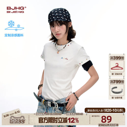 BJHG直筒正肩修身短袖T恤女新款