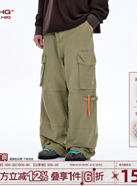 BJHG不计后果工装裤子男款冬季直筒宽松美式2025新款运动休闲裤女