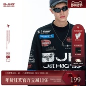 秋冬新款 BJHG不计后果美式 卫衣男款 潮牌街头厚暖皮宽松圆领上衣女