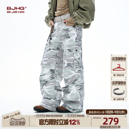 BJHG复古迷彩工装裤休闲阔腿裤