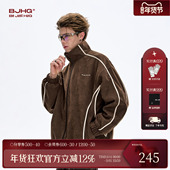 冬季 BJHG不计后果美式 复古夹克外套男款 潮慵懒廓形撞色拼接上衣女