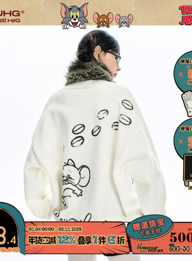 BJHG猫和老鼠联名不计后果抗起球北极绒毛衣男款冬季内搭针织衫女