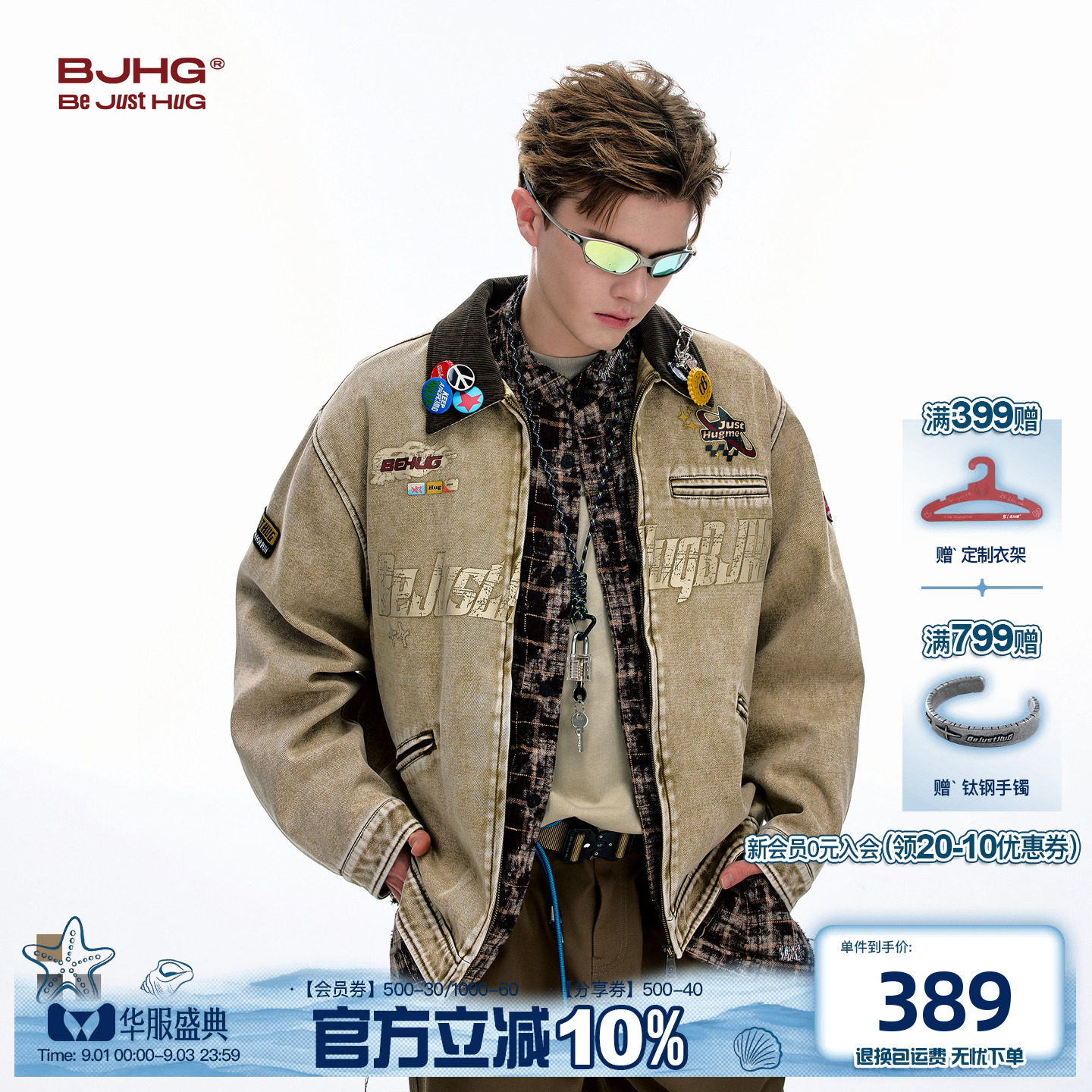 黄仁俊同款BJHG美式工装外套图片