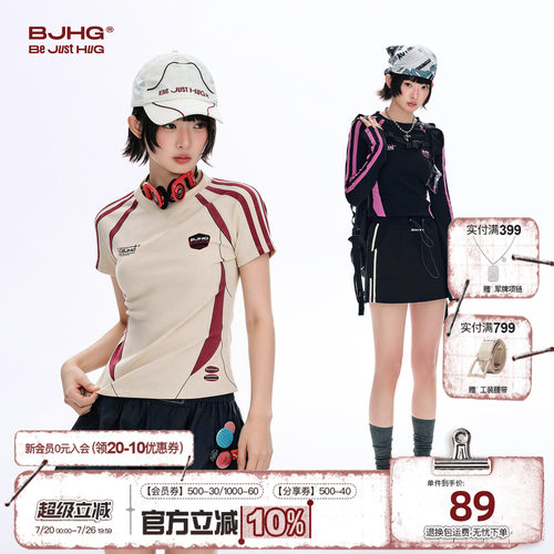 BJHG赛车风短袖T恤夏季女款运动