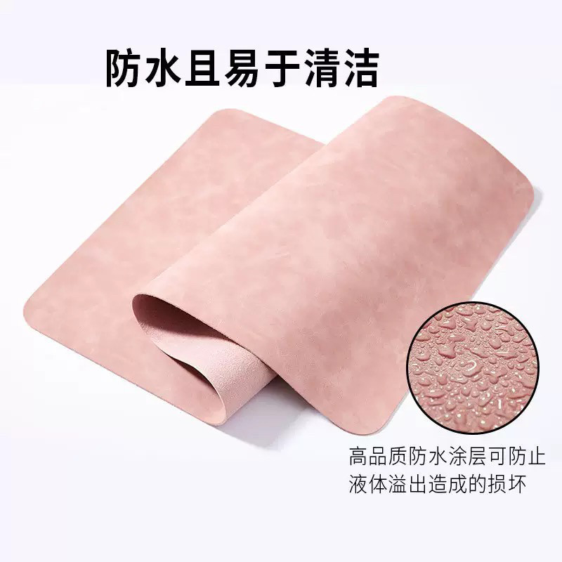 轻奢复古纹理粉色疯马纹大号桌垫鼠标垫疯马皮电脑办公桌垫书桌垫