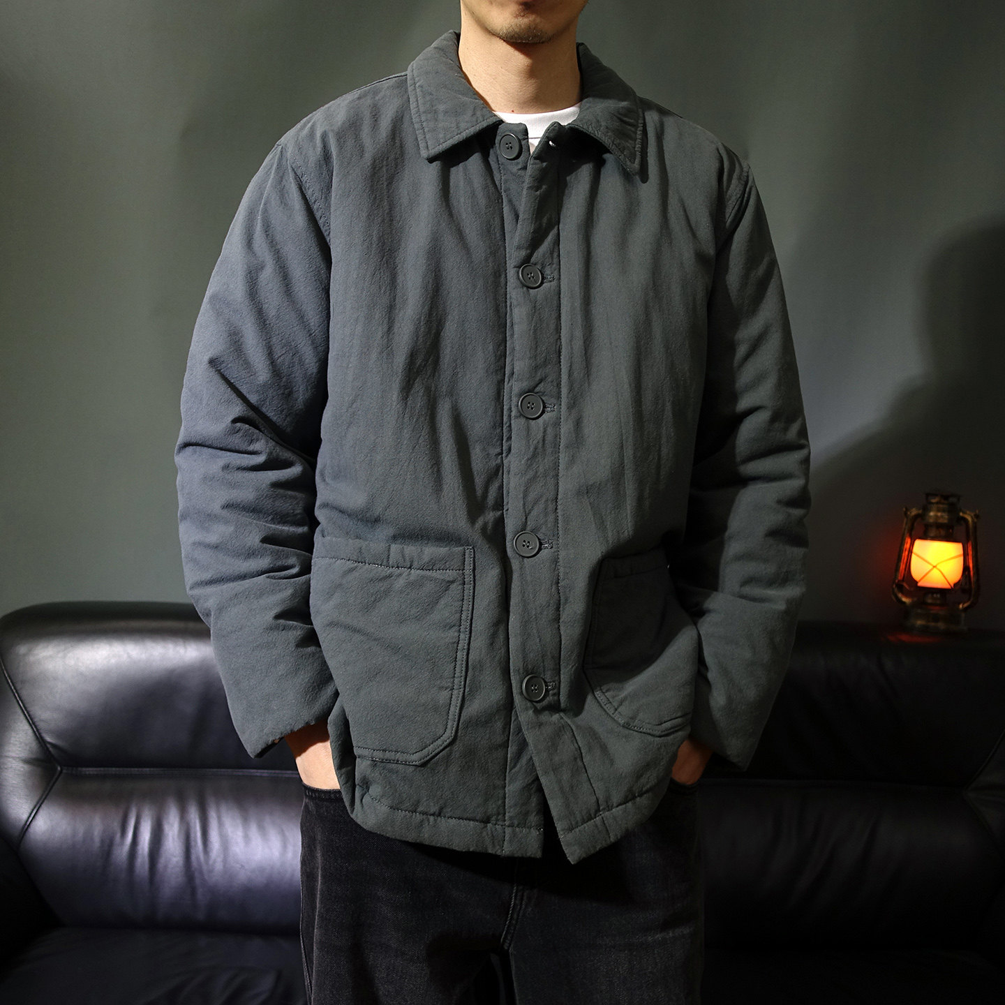 中国风翻领加厚棉布男子棉服宽松