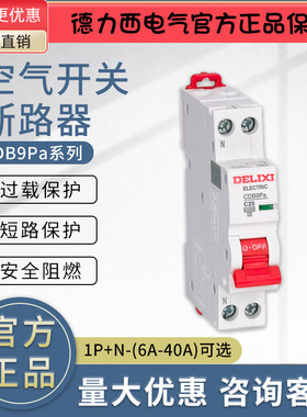 德力西CDB9PN-40空气开关 空开 断路器1PN C6 10 16 20 25 32 40A