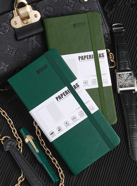 48k绑带自填周计划本小巧便携硬面本简约周历日程本weeks手账生活学习笔记本办公会议记录本商务企业定制logo