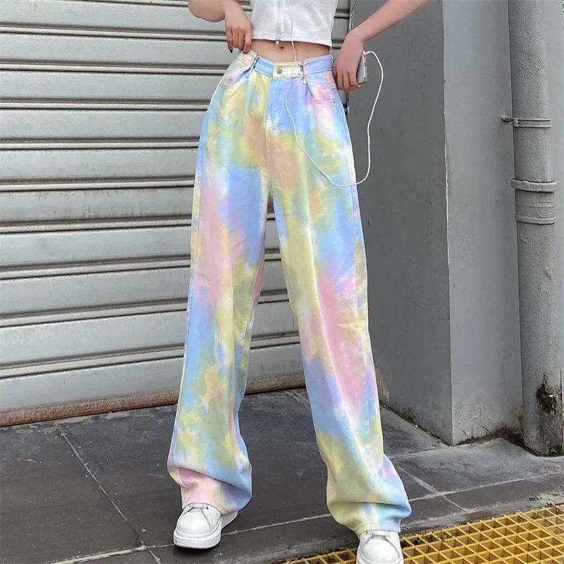 2025新款夏季彩虹扎染牛仔裤裤子
