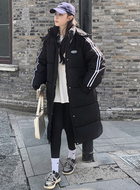 黑色羽绒棉服女冬季2025新款韩系宽松学院风情侣外搭连帽加厚