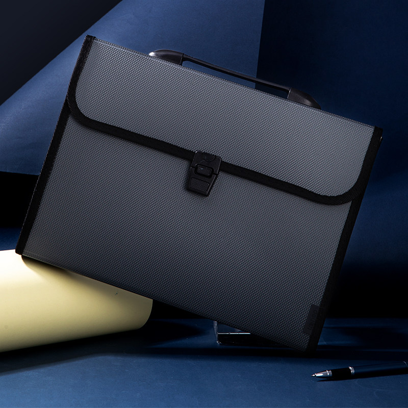 델리 5555 오르간 가방 13 페이지 A4 대용량 사무실 금융 다기능 지폐 수납 가방 파일 정보 정리 및 보관 비즈니스 가방 출장 휴대용 봉합 서류 가방