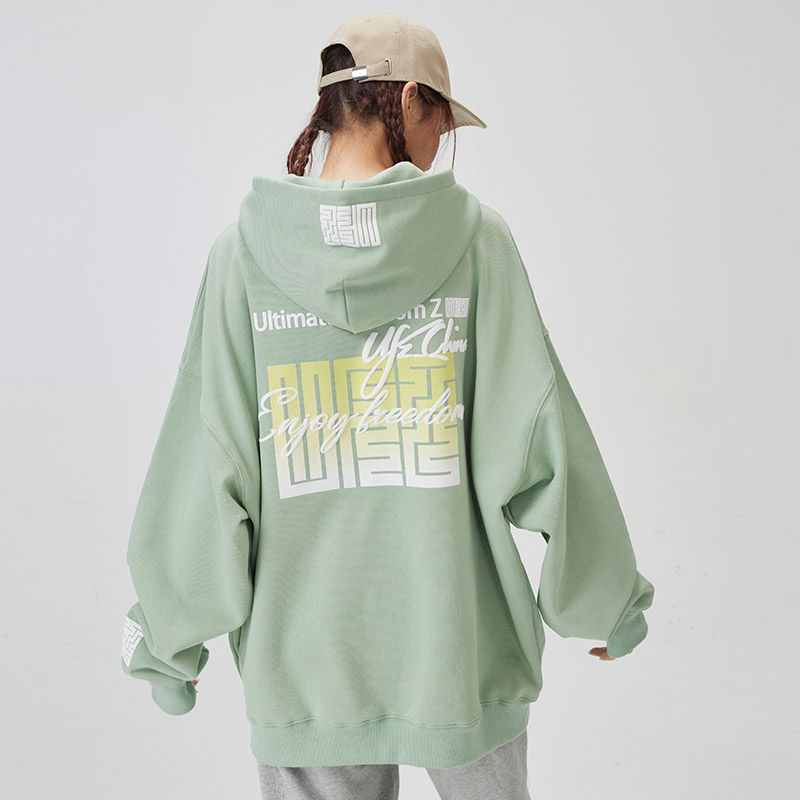 UFZ「九叠篆国潮官印」渐变重磅连帽卫衣男女生情侣装潮牌 2022秋