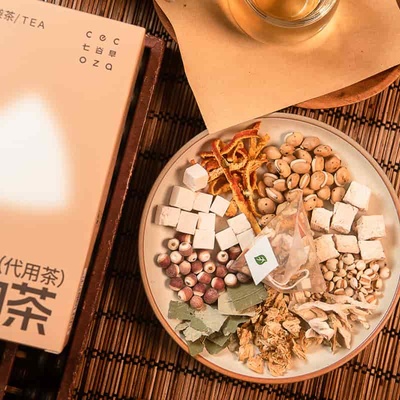 九中茶白扁豆葛根橘皮茯苓芡实荷叶薏苡仁白扁豆花佛手回甘茶汤